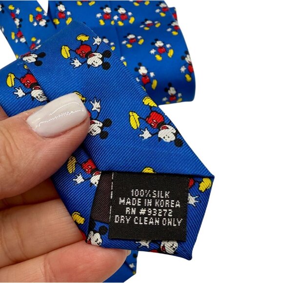 Disney Mickey Mouse Blue Patterned Silk Necktie - Picture 3 of 5